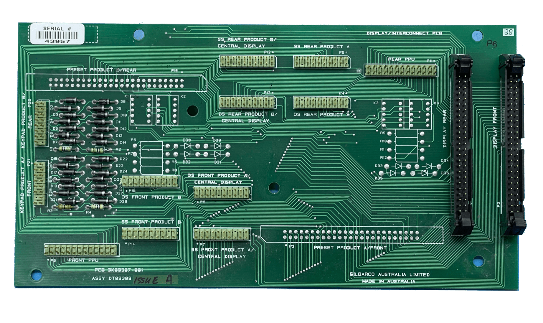 DT09309 Gilbarco MK4 Electroline Interconnect PCB 15 Digit - Kentronics